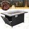 Black Outdoor Fire Pit Table 2-in-1 Coffee Table 50,000 BTU Marble Top Rattan